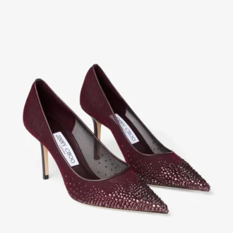 Love 85 diepe merlot mesh pumps met Galaxy-kristallen