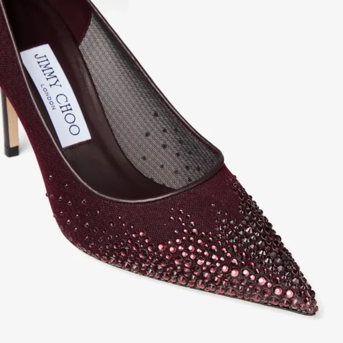 Love 85 diepe merlot mesh pumps met Galaxy-kristallen