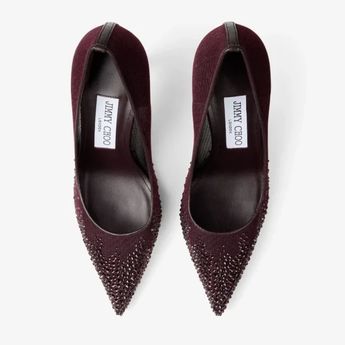 Love 85 diepe merlot mesh pumps met Galaxy-kristallen