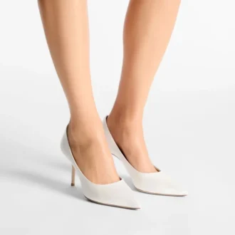 Love 85 ivoorkleurige satijnen pumps