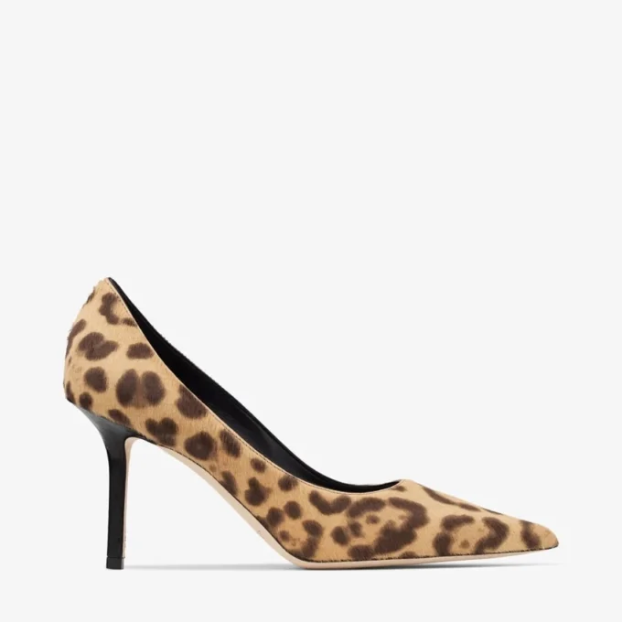 Love 85 Pumps van ponyleer met natuurlijke luipaardprint