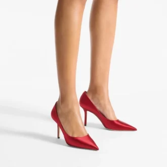 Love 85 Ruby Red satijnen pumps