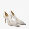 Love 85 witte mesh pumps met spitse neus en dégradé-kristallen