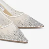 Love 85 witte mesh pumps met spitse neus en dégradé-kristallen