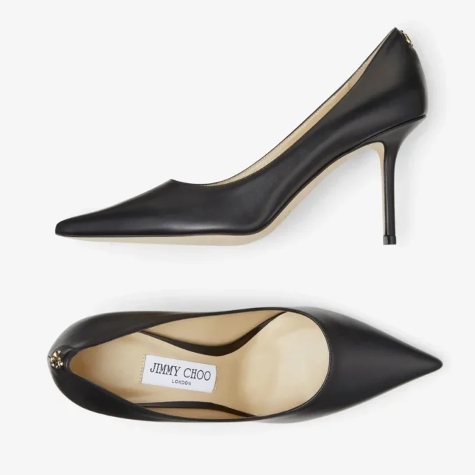 Love 85 zwarte kalfsleren pumps met Jc-embleem