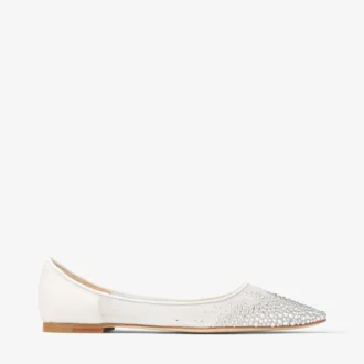 Love Flat witte ballerina’s met kristallen in een kleurverloop