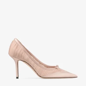 Love Mesh 85 Macaron satijnen pumps met gerimpelde tule