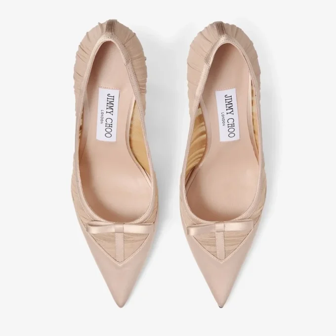 Love Mesh 85 Macaron satijnen pumps met gerimpelde tule