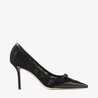 Love Mesh 85 Zwarte Spazzolato en gerimpelde mesh pumps Love Mesh 85 Zwarte Spazzolato en gerimpelde mesh pumps