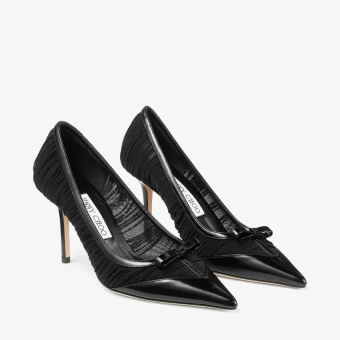 Love Mesh 85 Zwarte Spazzolato en gerimpelde mesh pumps Love Mesh 85 Zwarte Spazzolato en gerimpelde mesh pumps