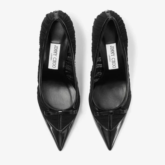 Love Mesh 85 Zwarte Spazzolato en gerimpelde mesh pumps Love Mesh 85 Zwarte Spazzolato en gerimpelde mesh pumps
