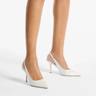 Love Sling Back 85 Ivoor Satijnen Slingbacks