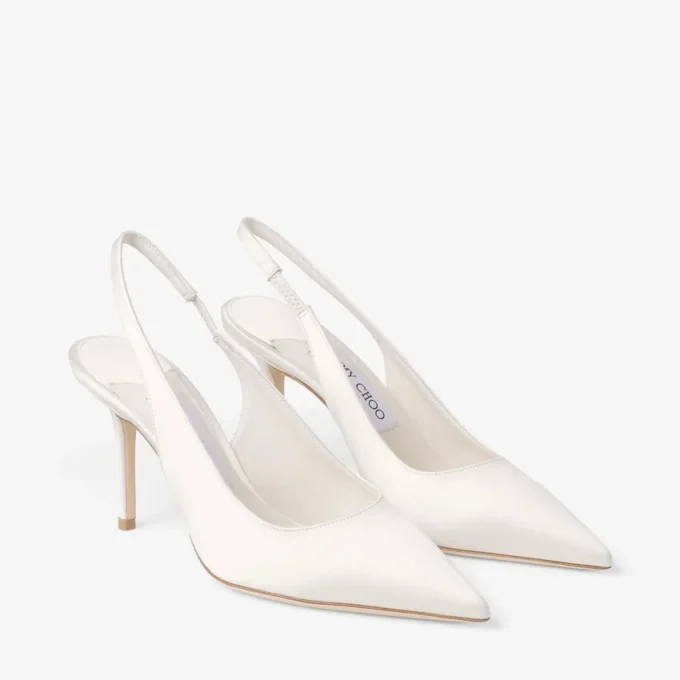 Love Sling Back 85 Ivoor Satijnen Slingbacks