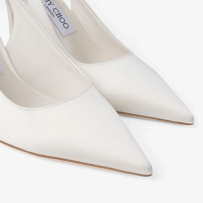 Love Sling Back 85 Ivoor Satijnen Slingbacks