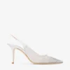 Love Sling Back 85 Witte mesh slingbacks met DéGradé Galaxy-kristallen