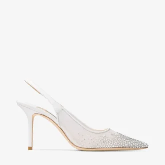 Love Sling Back 85 Witte mesh slingbacks met DéGradé Galaxy-kristallen