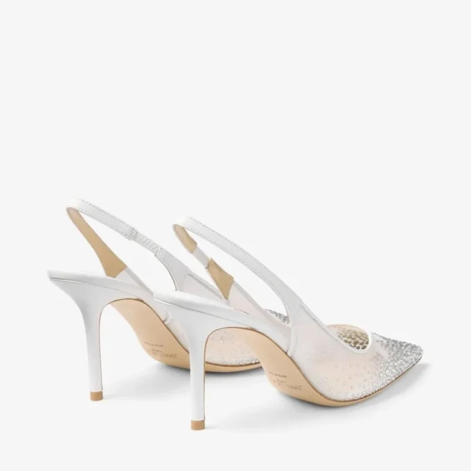 Love Sling Back 85 Witte mesh slingbacks met DéGradé Galaxy-kristallen