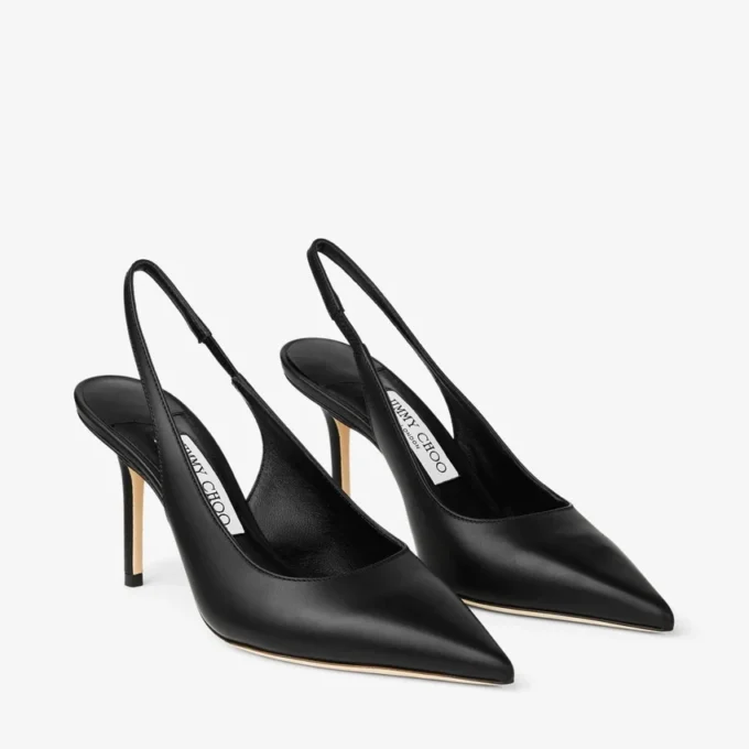 Love Sling Back 85 Zwarte kalfsleren slingbacks