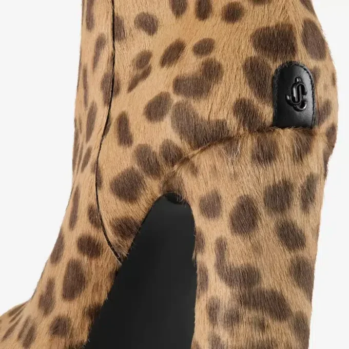 Marene enkellaars 120 naturel pony met luipaardprint
