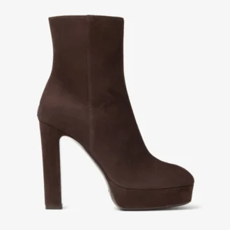 Marene enkellaarsjes 120 Chocoladebruine suède pumps