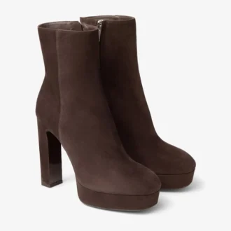 Marene enkellaarsjes 120 Chocoladebruine suède pumps