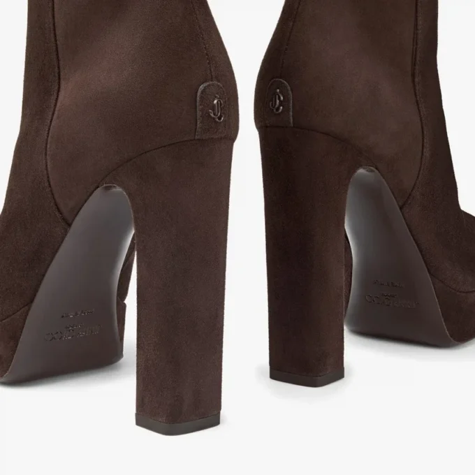Marene enkellaarsjes 120 Chocoladebruine suède pumps