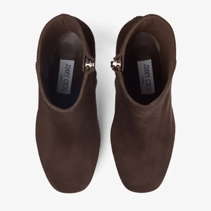 Marene enkellaarsjes 120 Chocoladebruine suède pumps