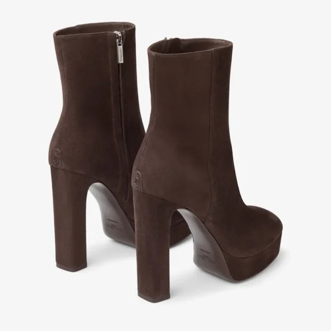 Marene enkellaarsjes 120 Chocoladebruine suède pumps