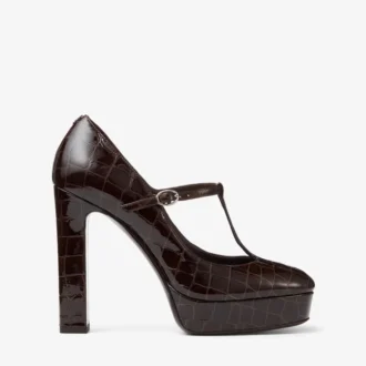 Marene  Mary Jane 120 Sambuco Pumps van glanzend leer met krokodillenreliëf
