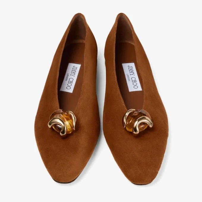 Margot Flat Tan suède ballerina’s