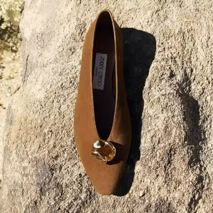 Margot Flat Tan suède ballerina’s