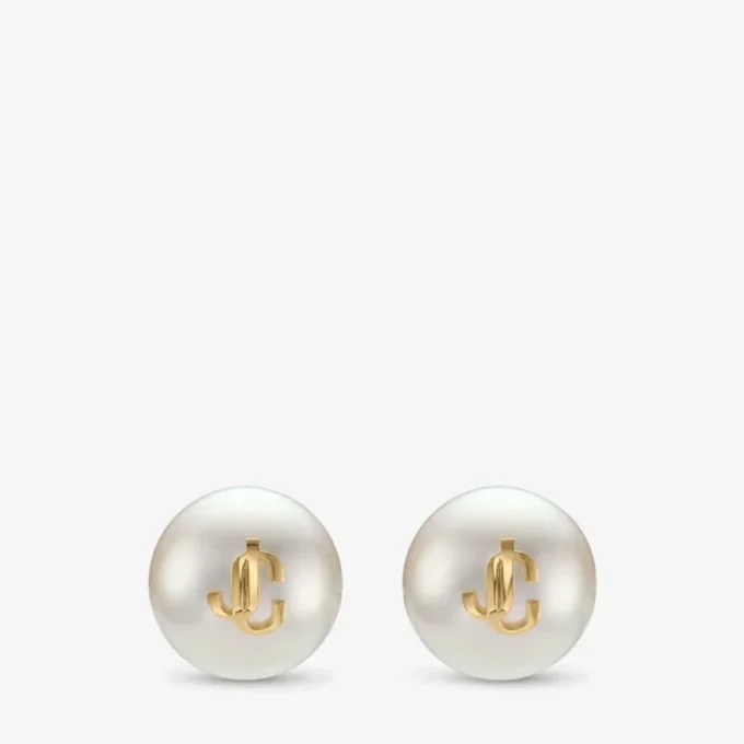 Maxi Pearl Studs Goudkleurig metaal Jc Pearl Stud-oorbellen
