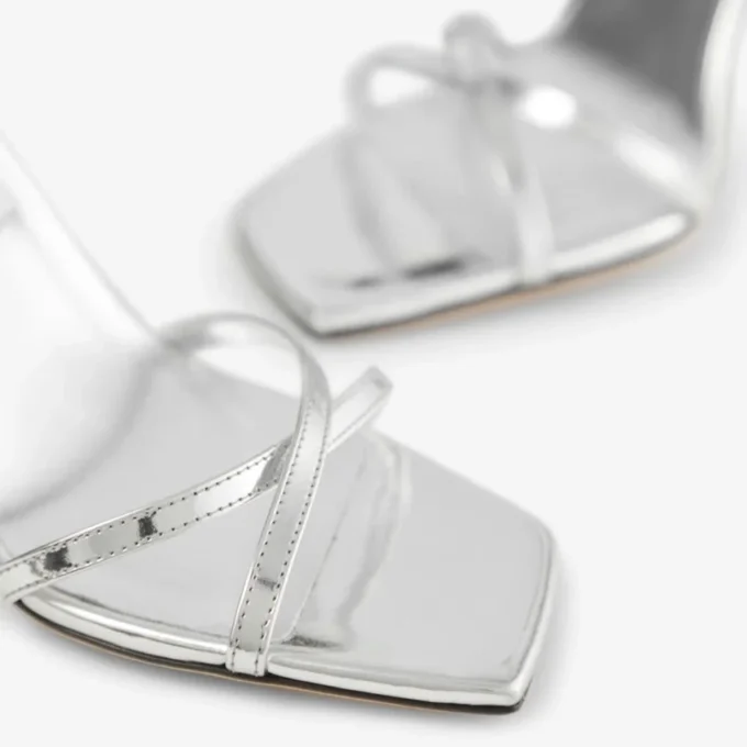 Metz 100 Zilveren Liquid Metal Leather-sandaal