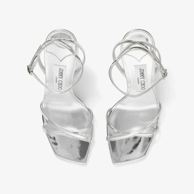 Metz 100 Zilveren Liquid Metal Leather-sandaal