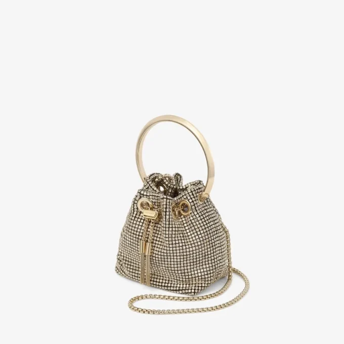 Micro Bon Bon Champagne Crystal Mesh Mini-tas