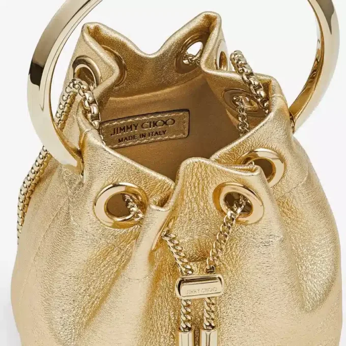 Micro Bon Bon goudkleurige metallic nappa mini-tas