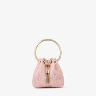 Micro Bon Bon Rose satijnen en jimmy choo-kant mini-bucketbag