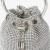 Micro Bon Bon-tas van zilverkleurig kristalgaas met metalen handvat Micro Bon Bon-tas van zilverkleurig kristalgaas met metalen handvat