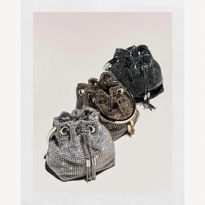 Micro Bon Bon Champagne Crystal Mesh Mini-tas