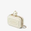 Micro Cloud witte suède clutch met parelversiering over het hele oppervlak Micro Cloud witte suède clutch met parelversiering over het hele oppervlak