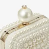 Micro Cloud witte suède clutch met parelversiering over het hele oppervlak Micro Cloud witte suède clutch met parelversiering over het hele oppervlak