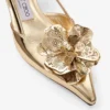 Mimmi Slingback 50 Gouden slingbacks van Liquid Metal-leer met geperforeerd jimmy choo-corsage Mimmi Slingback 50 Gouden slingbacks van Liquid Metal-leer met geperforeerd jimmy choo-corsage