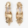 Mimmi Slingback 50 Gouden slingbacks van Liquid Metal-leer met geperforeerd jimmy choo-corsage Mimmi Slingback 50 Gouden slingbacks van Liquid Metal-leer met geperforeerd jimmy choo-corsage