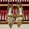 Mimmi Slingback 50 Gouden slingbacks van Liquid Metal-leer met geperforeerd jimmy choo-corsage Mimmi Slingback 50 Gouden slingbacks van Liquid Metal-leer met geperforeerd jimmy choo-corsage