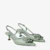 Mimmi Slingback 50 Verde glanzende nappaleren slingbacks met jimmy choo geperforeerd nappa kanten corsage
