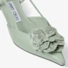 Mimmi Slingback 50 Verde glanzende nappaleren slingbacks met jimmy choo geperforeerd nappa kanten corsage