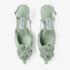 Mimmi Slingback 50 Verde glanzende nappaleren slingbacks met jimmy choo geperforeerd nappa kanten corsage