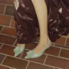 Mimmi Slingback 50 Verde glanzende nappaleren slingbacks met jimmy choo geperforeerd nappa kanten corsage