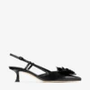 Mimmi Slingback 50 Zwarte slingbacks van glanzend nappaleer met corsage van nappakant Mimmi Slingback 50 Zwarte slingbacks van glanzend nappaleer met corsage van nappakant
