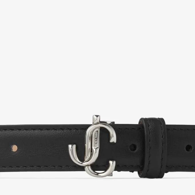 Mini Helina zwarte mini-riem van glad leer